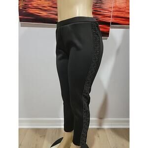 Wow Couture Side Rhinestones Black Size L Women's Fitted Pants #7